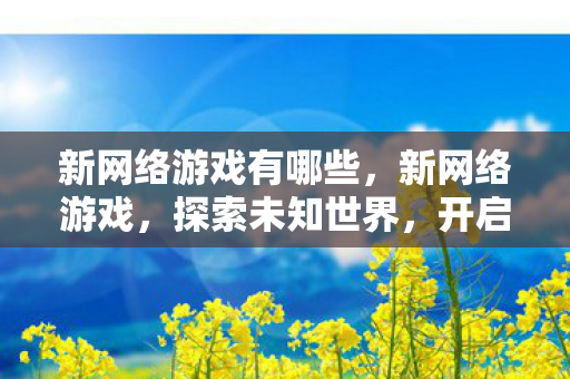 新网络游戏有哪些，新网络游戏，探索未知世界，开启虚拟冒险之旅