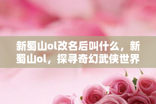 新蜀山ol改名后叫什么，新蜀山ol，探寻奇幻武侠世界的无尽魅力