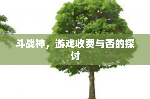 斗战神，游戏收费与否的探讨