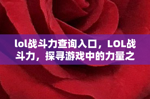lol战斗力查询入口，LOL战斗力，探寻游戏中的力量之巅