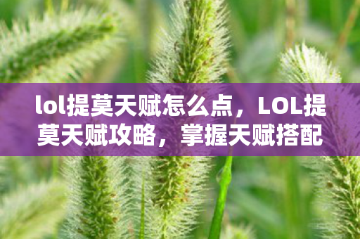 lol提莫天赋怎么点，LOL提莫天赋攻略，掌握天赋搭配，成为森林中的霸主！