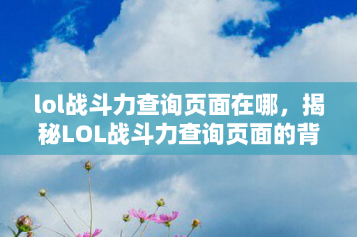 lol战斗力查询页面在哪，揭秘LOL战斗力查询页面的背后秘密
