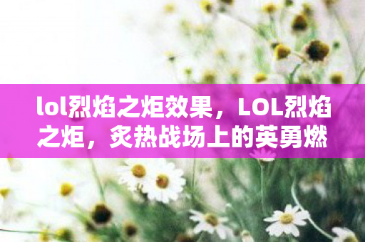 lol烈焰之炬效果，LOL烈焰之炬，炙热战场上的英勇燃烧