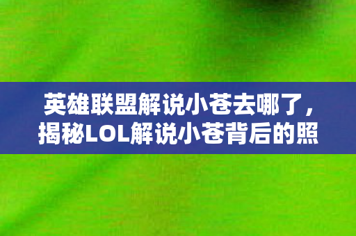 英雄联盟解说小苍去哪了，揭秘LOL解说小苍背后的照片门事件