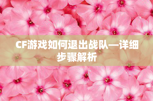 CF游戏如何退出战队—详细步骤解析