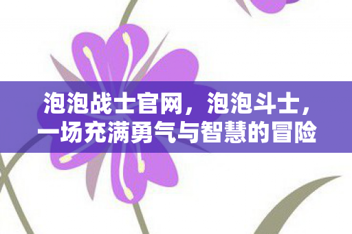 泡泡战士官网，泡泡斗士，一场充满勇气与智慧的冒险之旅