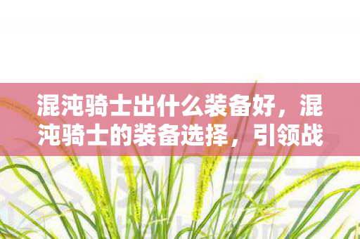 混沌骑士出什么装备好，混沌骑士的装备选择，引领战场节奏的利器