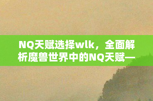 NQ天赋选择wlk，全面解析魔兽世界中的NQ天赋—守护与治愈的力量