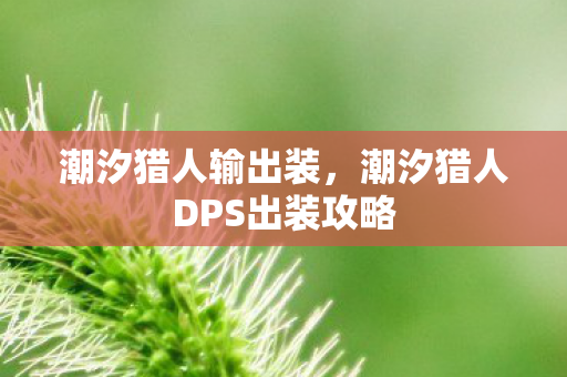 潮汐猎人输出装，潮汐猎人DPS出装攻略