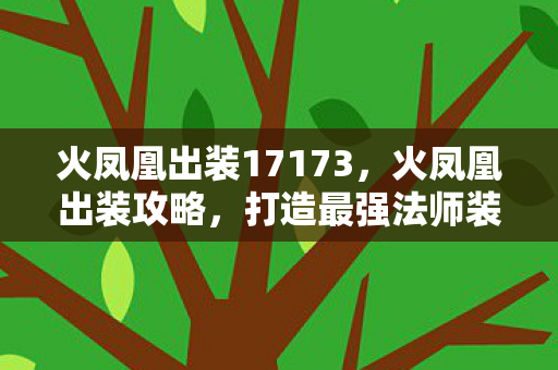 火凤凰出装17173，火凤凰出装攻略，打造最强法师装备组合