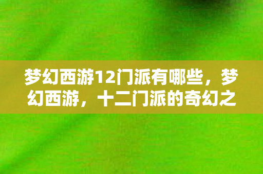 梦幻西游12门派有哪些，梦幻西游，十二门派的奇幻之旅