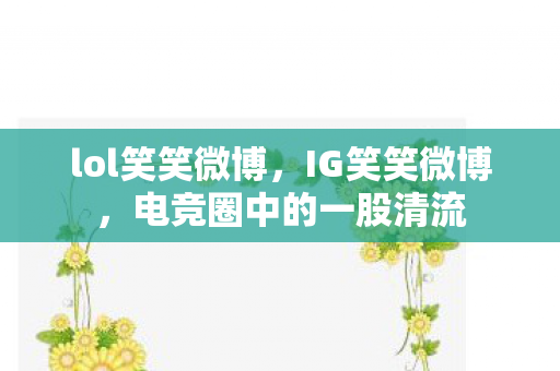 lol笑笑微博，IG笑笑微博，电竞圈中的一股清流