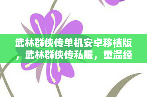 武林群侠传单机安卓移植版，武林群侠传私服，重温经典，探寻江湖新篇章