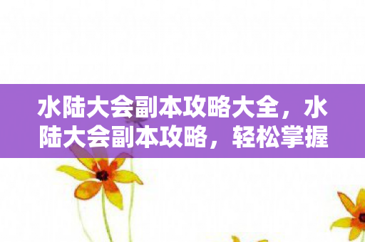 水陆大会副本攻略大全，水陆大会副本攻略，轻松掌握攻略技巧，畅游游戏世界！