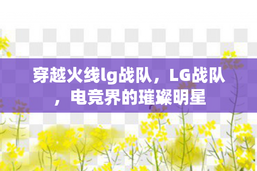 穿越火线lg战队，LG战队，电竞界的璀璨明星