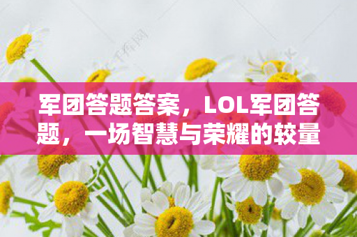 军团答题答案，LOL军团答题，一场智慧与荣耀的较量