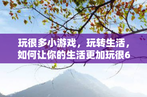 玩很多小游戏，玩转生活，如何让你的生活更加玩很6
