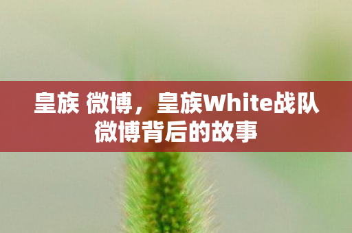皇族 微博，皇族White战队微博背后的故事