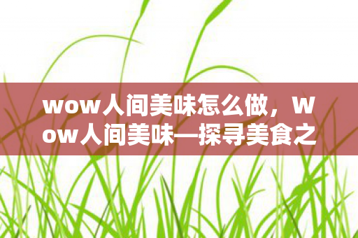 wow人间美味怎么做，Wow人间美味—探寻美食之旅的无限魅力