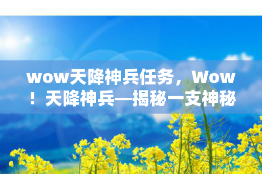 wow天降神兵任务，Wow！天降神兵—揭秘一支神秘部队的不凡历程