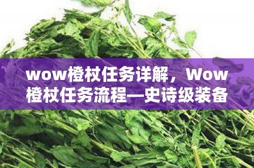 wow橙杖任务详解，Wow橙杖任务流程—史诗级装备获取之旅
