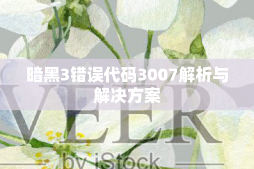 暗黑3错误代码3007解析与解决方案