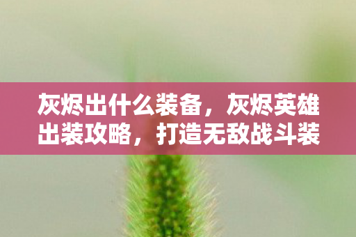 灰烬出什么装备，灰烬英雄出装攻略，打造无敌战斗装备