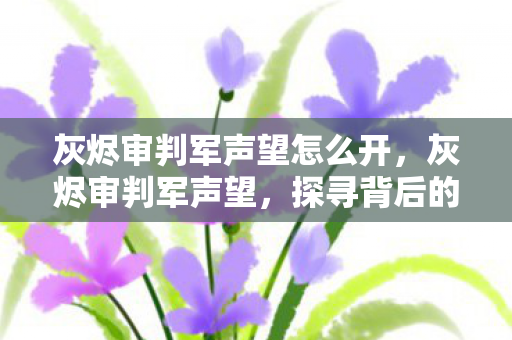 灰烬审判军声望怎么开，灰烬审判军声望，探寻背后的力量与荣耀