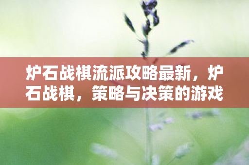 炉石战棋流派攻略最新，炉石战棋，策略与决策的游戏艺术