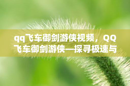 qq飞车御剑游侠视频，QQ飞车御剑游侠—探寻极速与剑影的交融之美