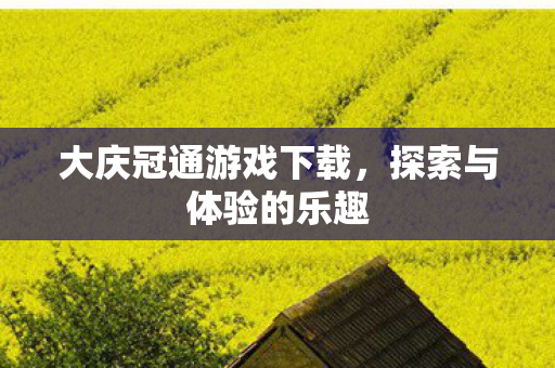 大庆冠通游戏下载，探索与体验的乐趣