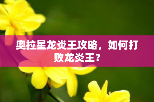 奥拉星龙炎王攻略,如何打败龙炎王? 奥拉星龙炎王攻略,如何打败龙炎王?