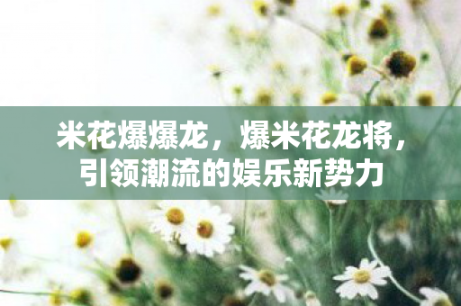 米花爆爆龙，爆米花龙将，引领潮流的娱乐新势力