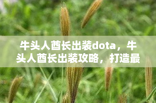 牛头人酋长出装dota，牛头人酋长出装攻略，打造最强战斗装备