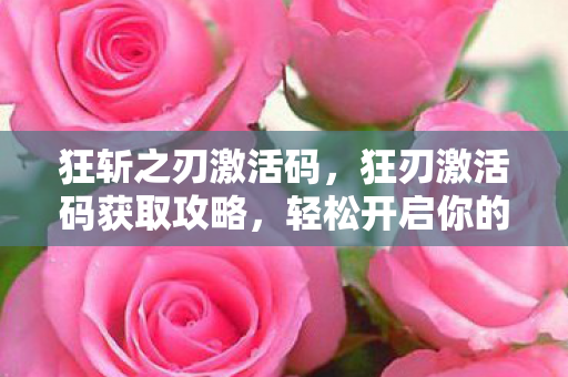 狂斩之刃激活码，狂刃激活码获取攻略，轻松开启你的游戏之旅