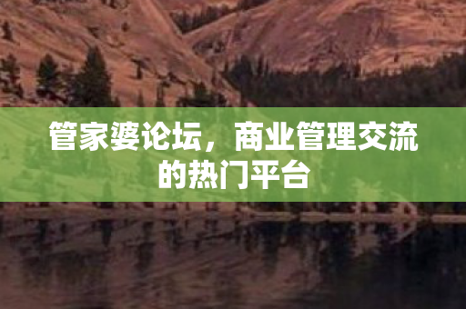 管家婆论坛，商业管理交流的热门平台
