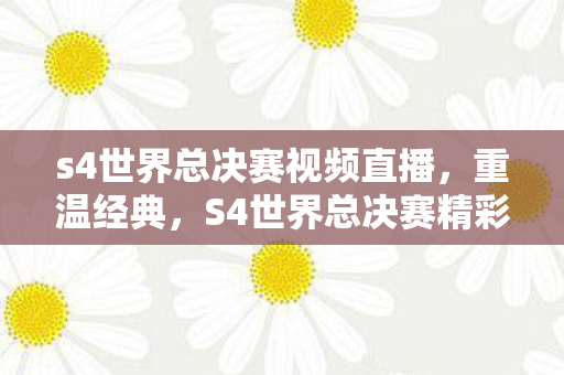 s4世界总决赛视频直播，重温经典，S4世界总决赛精彩瞬间回顾