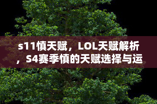 s11慎天赋，LOL天赋解析，S4赛季慎的天赋选择与运用策略