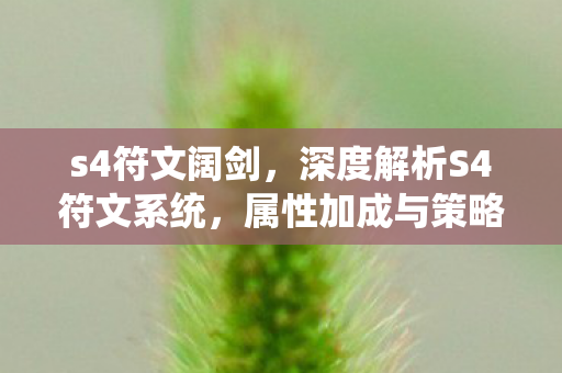 s4符文阔剑，深度解析S4符文系统，属性加成与策略应用