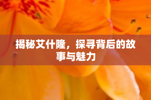 揭秘艾什隆，探寻背后的故事与魅力