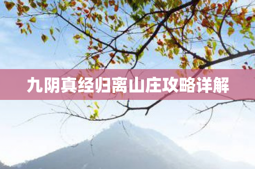 九阴真经归离山庄攻略详解