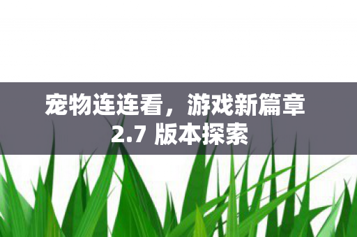 宠物连连看,游戏新篇章 2.7 版本探索 宠物连连看,游戏新篇章 2.7 版本探索