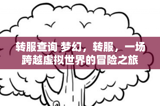 转服查询 梦幻，转服，一场跨越虚拟世界的冒险之旅
