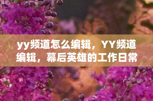 yy频道怎么编辑，YY频道编辑，幕后英雄的工作日常与挑战