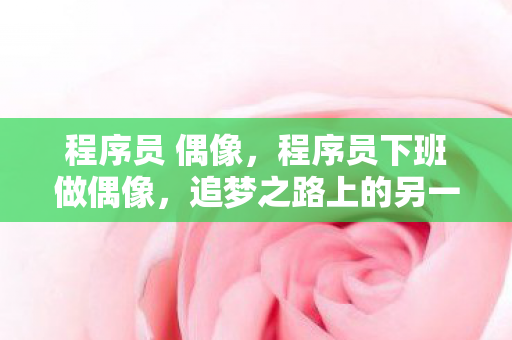 程序员 偶像，程序员下班做偶像，追梦之路上的另一种风采