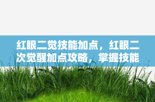 红眼二觉技能加点，红眼二次觉醒加点攻略，掌握技能点分配，打造最强战斗体验
