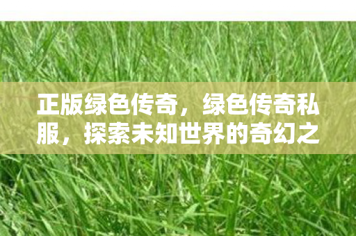 正版绿色传奇，绿色传奇私服，探索未知世界的奇幻之旅