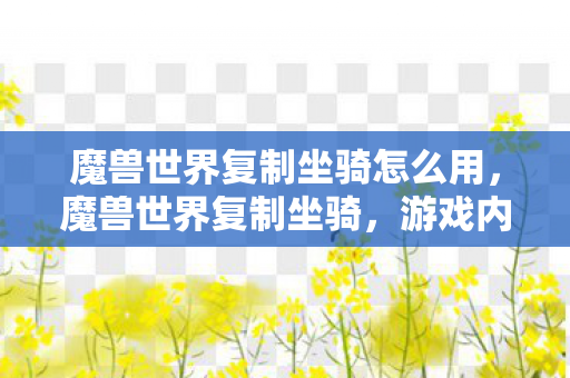 魔兽世界复制坐骑怎么用，魔兽世界复制坐骑，游戏内外的那些事