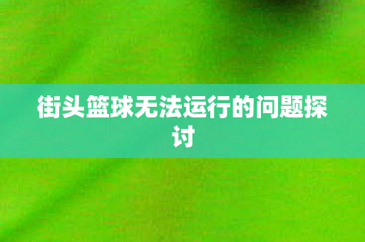 街头篮球无法运行的问题探讨