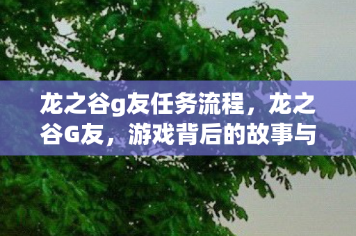 龙之谷g友任务流程,龙之谷G友,游戏背后的故事与情感连结 龙之谷g友任务流程,龙之谷G友,游戏背后的故事与情感连结